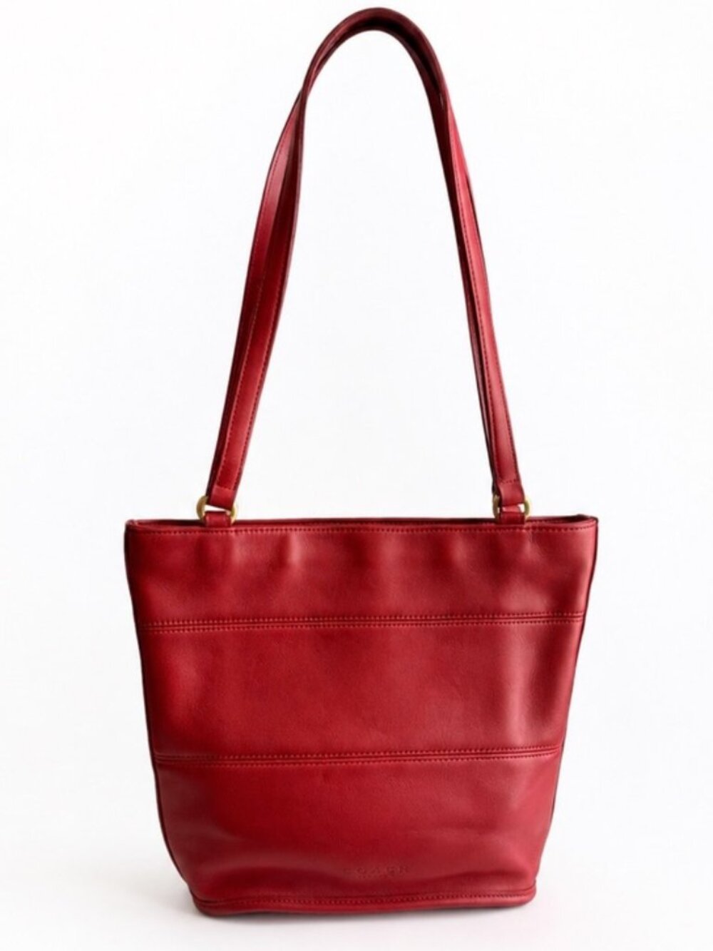 Vintage Coach 9098 Tribeca Shopper Bag Red Leather USA 1998